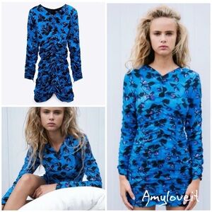 Zara Floral Ruched Mini Dress #82